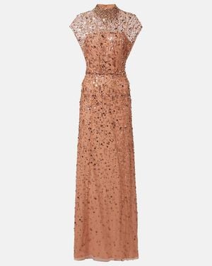 Jenny Packham Crystal Drop Embellished Gown - Blue