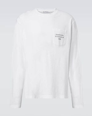 Acne Studios Camiseta En Mezcla De Algodon Con Logo - Blanco