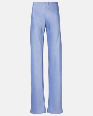 Vince High-Rise Satin Wide-Leg Pants - Blue