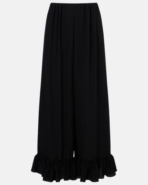 Chloé Pantalones Anchos De Crepe De China De Seda - Negro