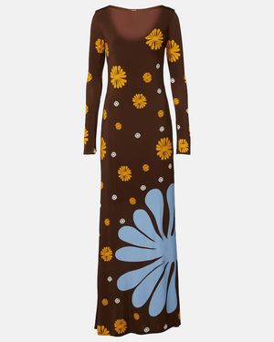 Cala De La Cruz Rocco Floral Jersey Maxi Dress - Blue