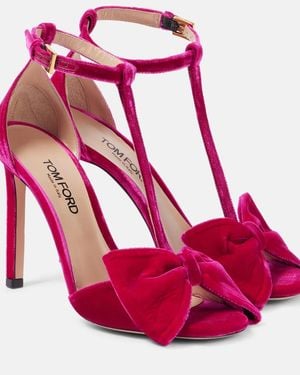 Tom Ford Brigitte Bow-Detail Velvet Sandals - Red