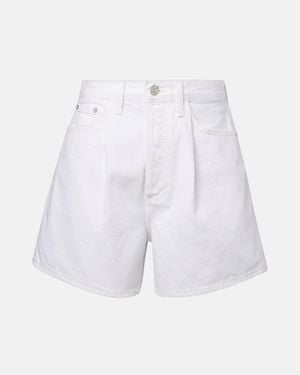 Agolde Rhoda Pleated High-Rise Denim Shorts - White