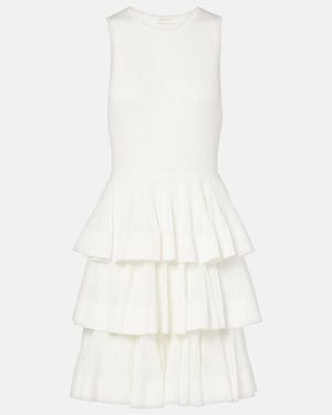 Zimmermann Crush Ruffled Tiered Knitted Minidress - White