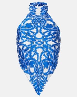 Poupette Guilia Printed Halterneck Top - Blue