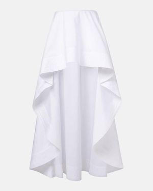 Stella McCartney Asymmetric Ruffled Cotton Poplin Miniskirt - White