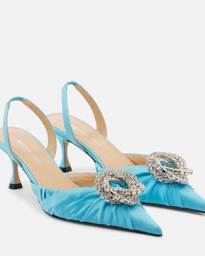 Mach & Mach Galaxy 65 Satin Slingback Pumps - Blue