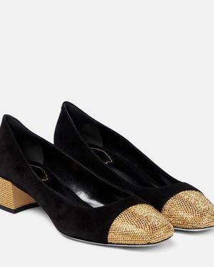 Rene Caovilla Verzierte Pumps Bonnie Aus Veloursleder - Schwarz