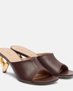 JW Anderson Stitch Leather Mules - Brown