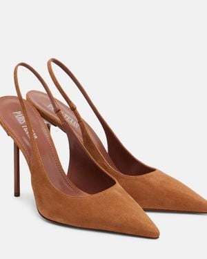 Paris Texas Lidia 105 Suede Slingback Court Shoes - Brown