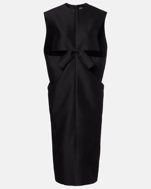 Balenciaga Vestido Midi De Crepe Saten Con Abertura - Negro