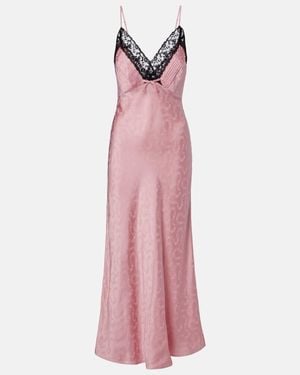 RIXO London Alberta Floral Satin Jacquard Midi Dress - Pink