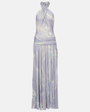 PUCCI Iride Gathered Wool-Blend Gown - White