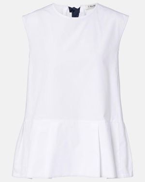 Max Mara Max Mara Brava Peplum Cotton Poplin Top - White