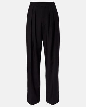 Chloé Pleated High-Rise Wool Gabardine Wide-Leg Trousers - Black