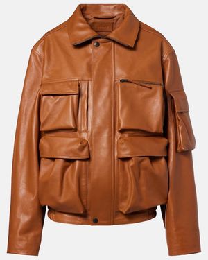 Lemaire Leather Blouson Jacket - Brown