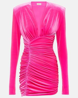 Alexandre Vauthier Ruched Velvet Minidress - Pink