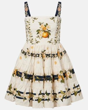 Agua Bendita Lima Valle Floral Cotton Minidress - Natural