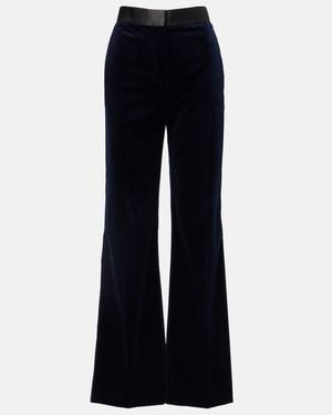 Victoria Beckham Weite Hose Aus Samt Mit Satin - Blau