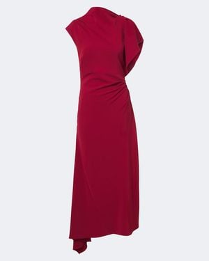 Veronica Beard Brett Asymmetric Crepe Maxi Dress - Red