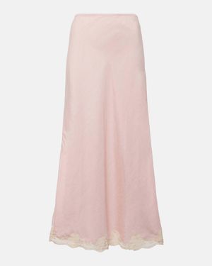 RIXO London Crystal Lace-Trimmed Maxi Skirt - Pink