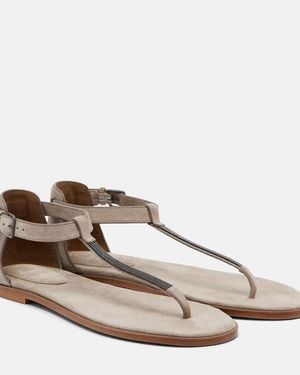 Brunello Cucinelli Sandalen Monili Aus Veloursleder - Braun