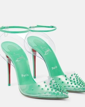 Christian Louboutin Spikoo 100 Pvc And Leather Court Shoes - Green
