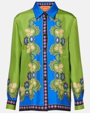 La DoubleJ Bedrucktes Hemd Boy Aus Seide - Grün