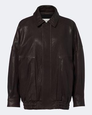 Nour Hammour Dalma Leather Blouson Jacket - Black