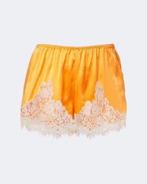 Doen Iona Lace-Trimmed Silk Satin Shorts - Orange