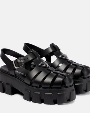 Prada Monolith Platform Sandals - Black