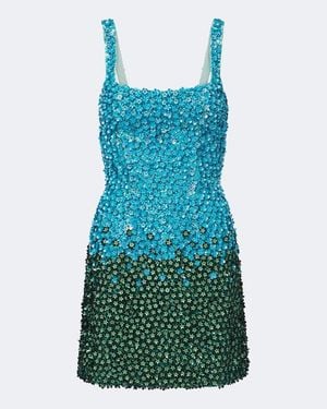 La Fuori Embellished Floral Silk Minidress - Blue