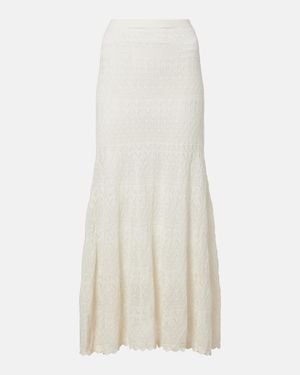 Self-Portrait Pointelle Midi Skirt - White
