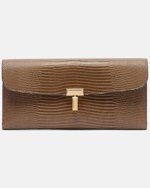 TOTEME T-Lock Embossed Leather Wallet - Brown