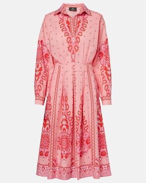 Etro Printed Cotton-Blend Midi Dress - Pink