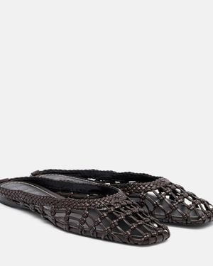 STAUD Otto Woven Leather Mules - Black