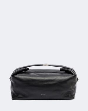 Calvin Klein Andy Large Leather Shoulder Bag - Black