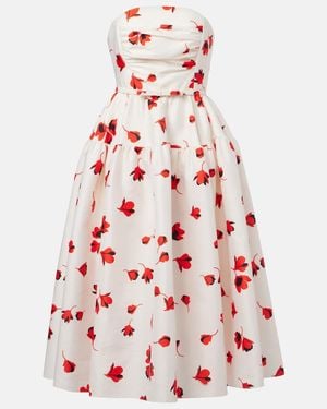 Self-Portrait Floral Print Taffeta Midi Dress - White