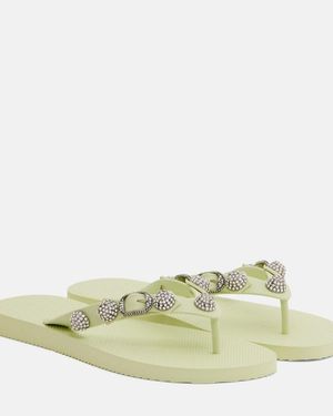 Balenciaga Cagole Embellished Thong Sandals - Green