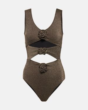 Alexandra Miro Beth Floral-Applique Swimsuit - Brown