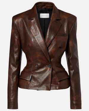 Magda Butrym Peplum Leather Jacket - Brown