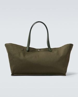 The Row Idaho Xl Leather-Trimmed Canvas Tote Bag - Green