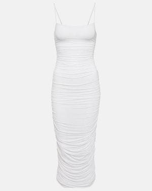 Wardrobe NYC Ruched Jersey Slip Dress - White