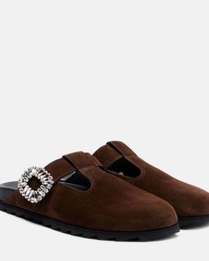 Roger Vivier Pantoletten Slidy Viv' Aus Veloursleder - Braun