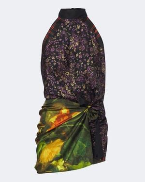 Dries Van Noten Floral Silk Halterneck Top - Multicolor