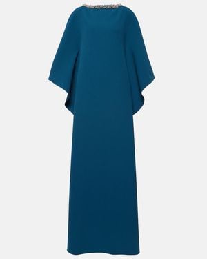 Safiyaa Amarella Embellished Crepe Gown - Blue