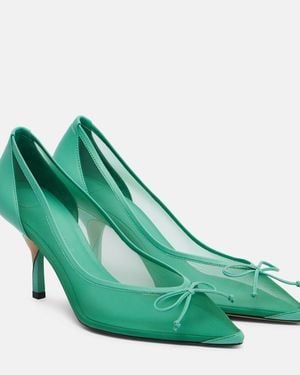 Jacquemus Tourni 80 Leather-Trimmed Mesh Court Shoes - Green