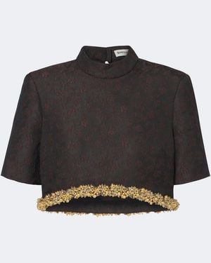 Jonathan Simkhai Jalen Embellished Jacquard Crop Top - Black