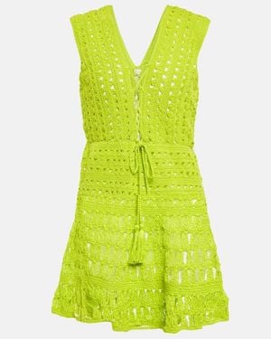 Anna Kosturova Jennifer Crochet Cotton Minidress - Green