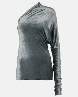 Rick Owens Diana One-Shoulder Velvet Top - Blue